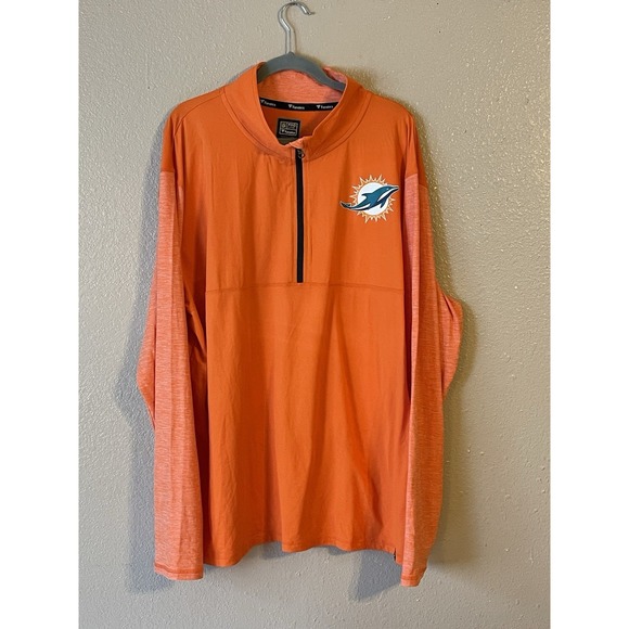 Men's 3XL NWOT Miami Dolphins Fanatics Pro Line 1/4 Zip Pullover Jacket Orange